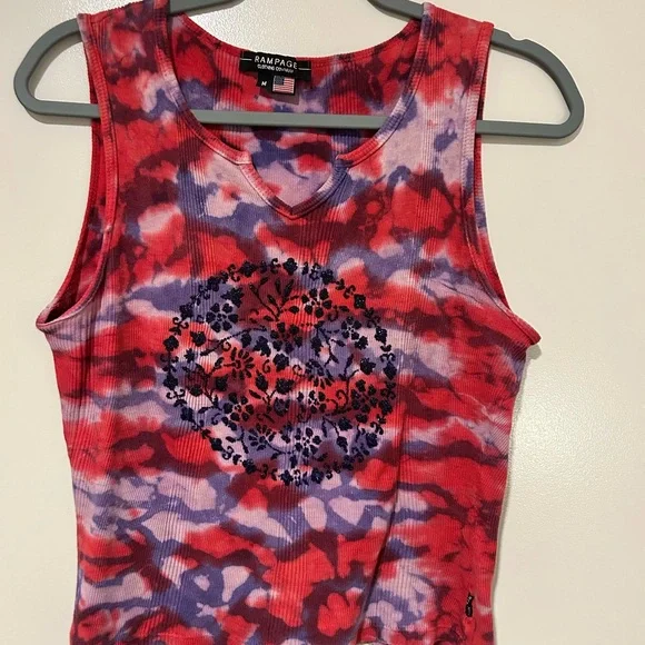 Rampage Red and Purple Tie-Dye Tank Top - Picture 1 of 2